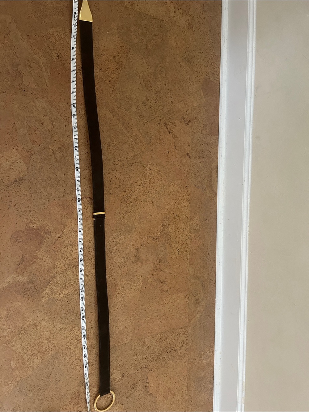 Brown Leather Ring Belt with Gold-Tone Hardware